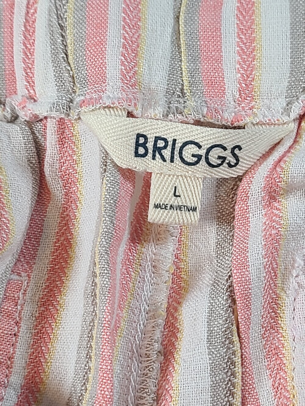 Briggs New York Women's Striped Shorts Large Elastic Waist NWT Linen Blend - Picture 6 of 12